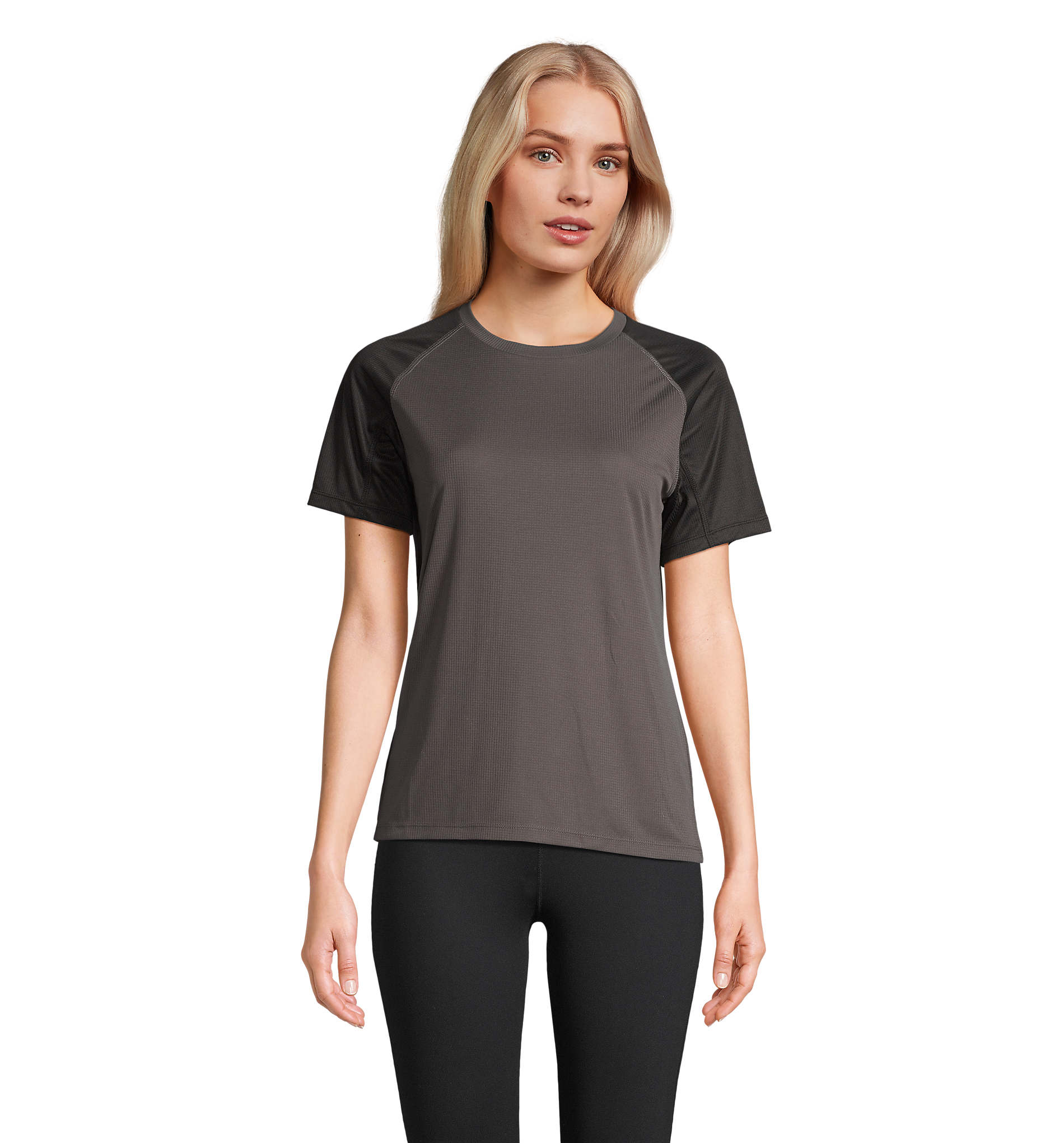 T-shirt femme 100 g/m² polyester recyclé publicitaire VORTEX Black/Charcoal Grey